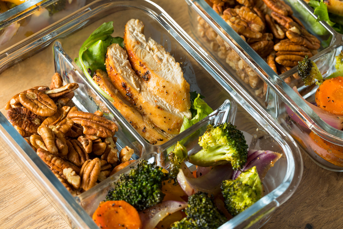 tupperware container keto chicken and salad