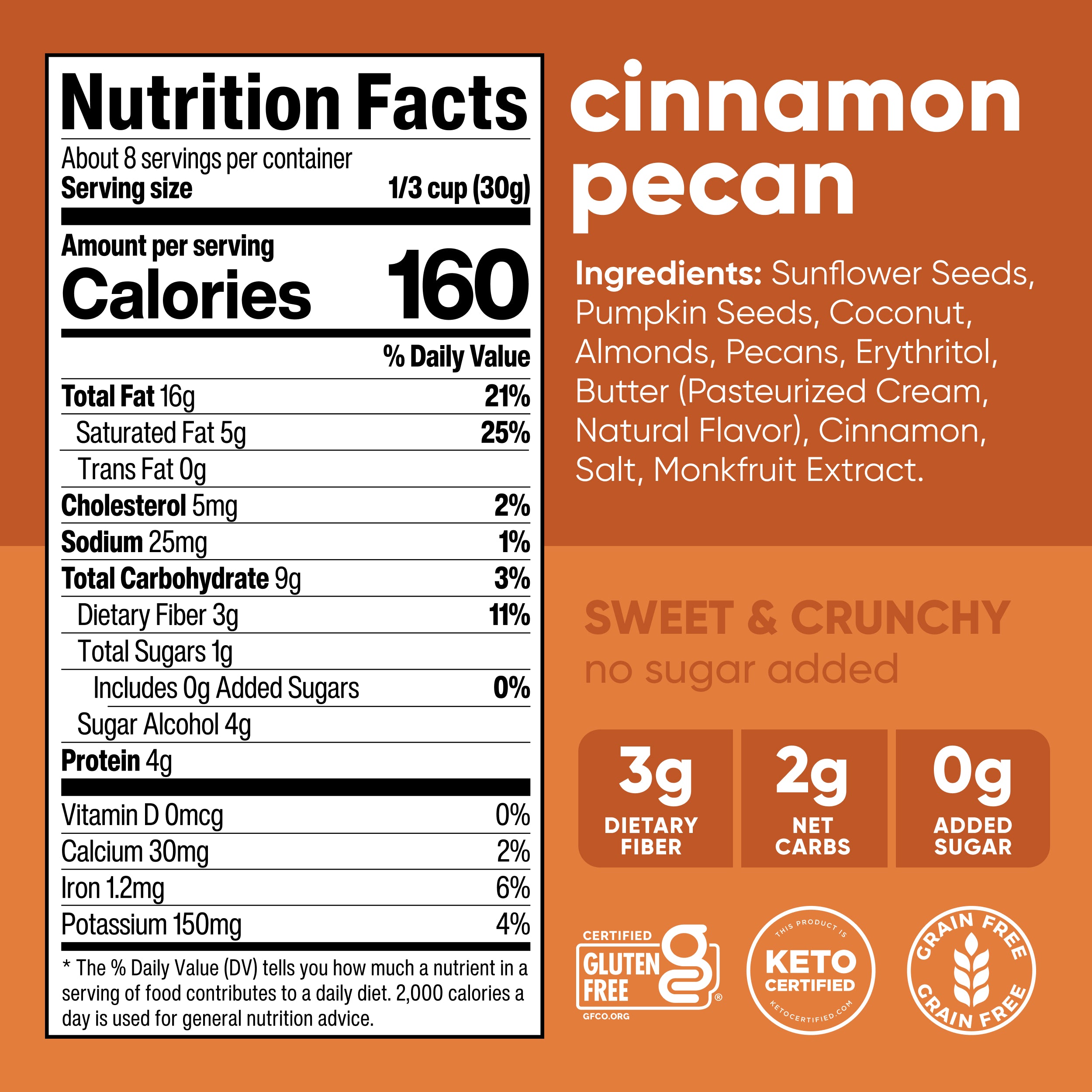 NuTrail Cinnamon Pecan Nut Granola 3-Pack 8oz